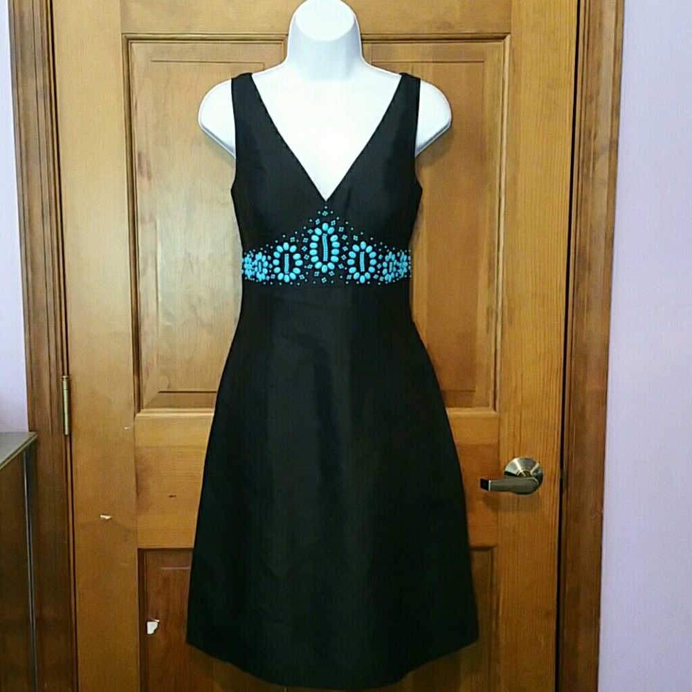 WhiteHouse/Black Market black dress w turquoise